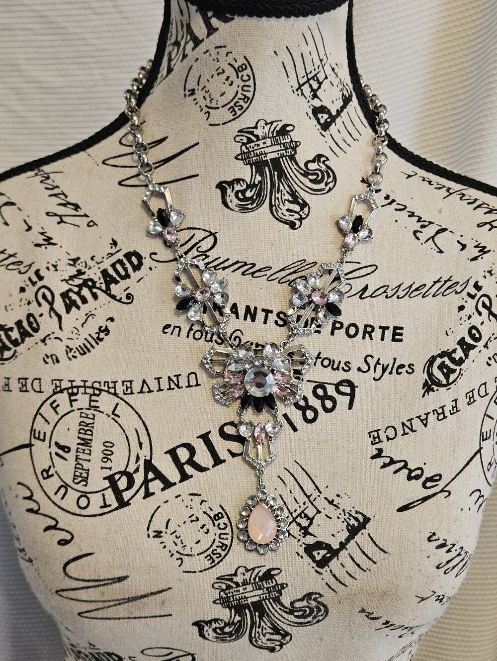Vintage Multi-colored Rhinestones Statement Necklace